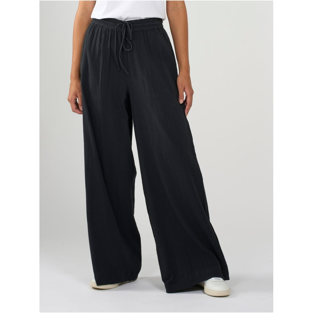 Cotton Crepe Elastic Waist Pants - GOTS/Vegan - Black Jet