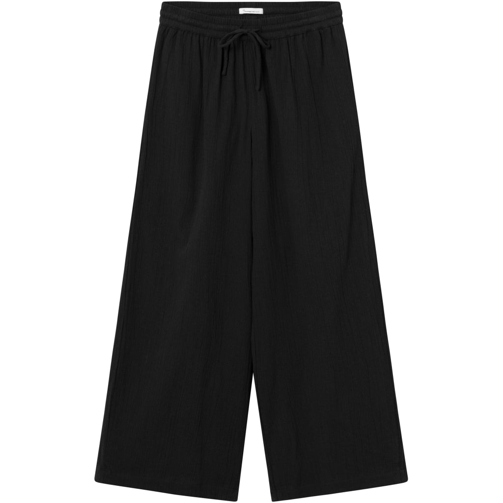 Cotton Crepe Elastic Waist Pants - GOTS/Vegan - Black Jet