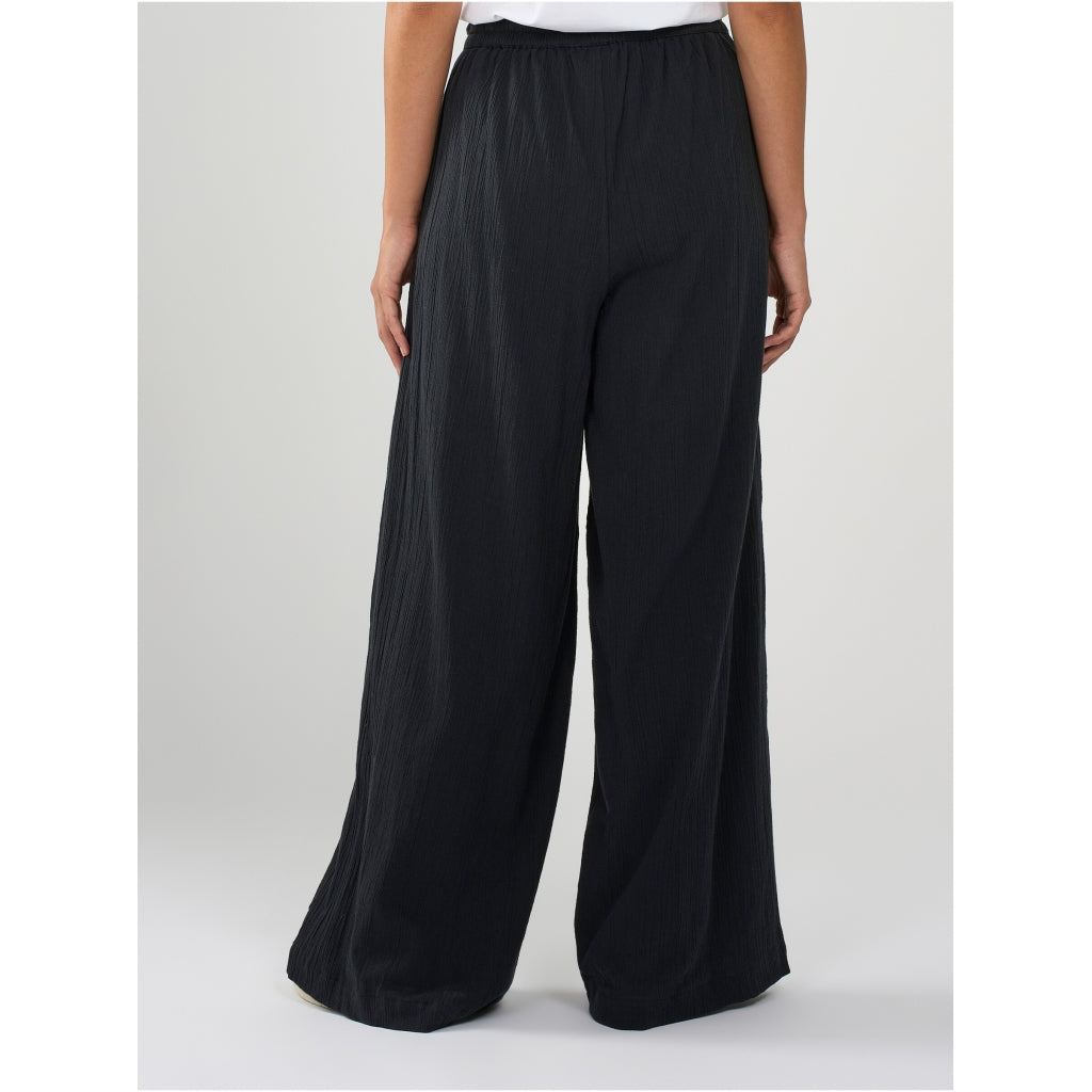 Cotton Crepe Elastic Waist Pants - GOTS/Vegan - Black Jet