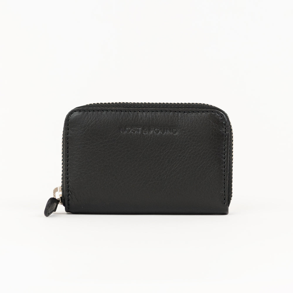 Mini Zip Around Wallet  - Black & Silver