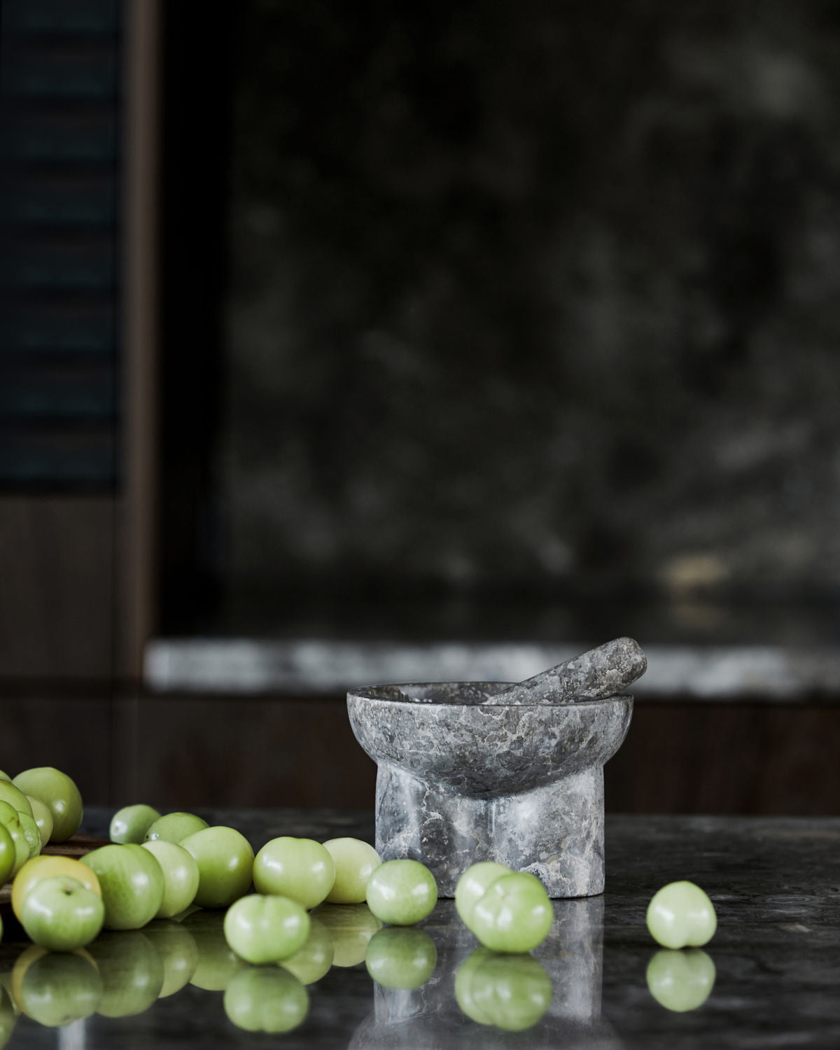 Kulti Mortar with Pestle - Grey/Brown