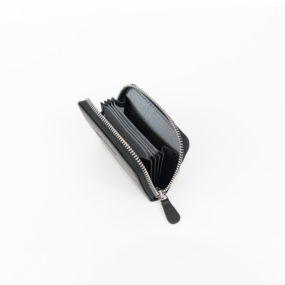 Mini Zip Around Wallet  - Black & Silver