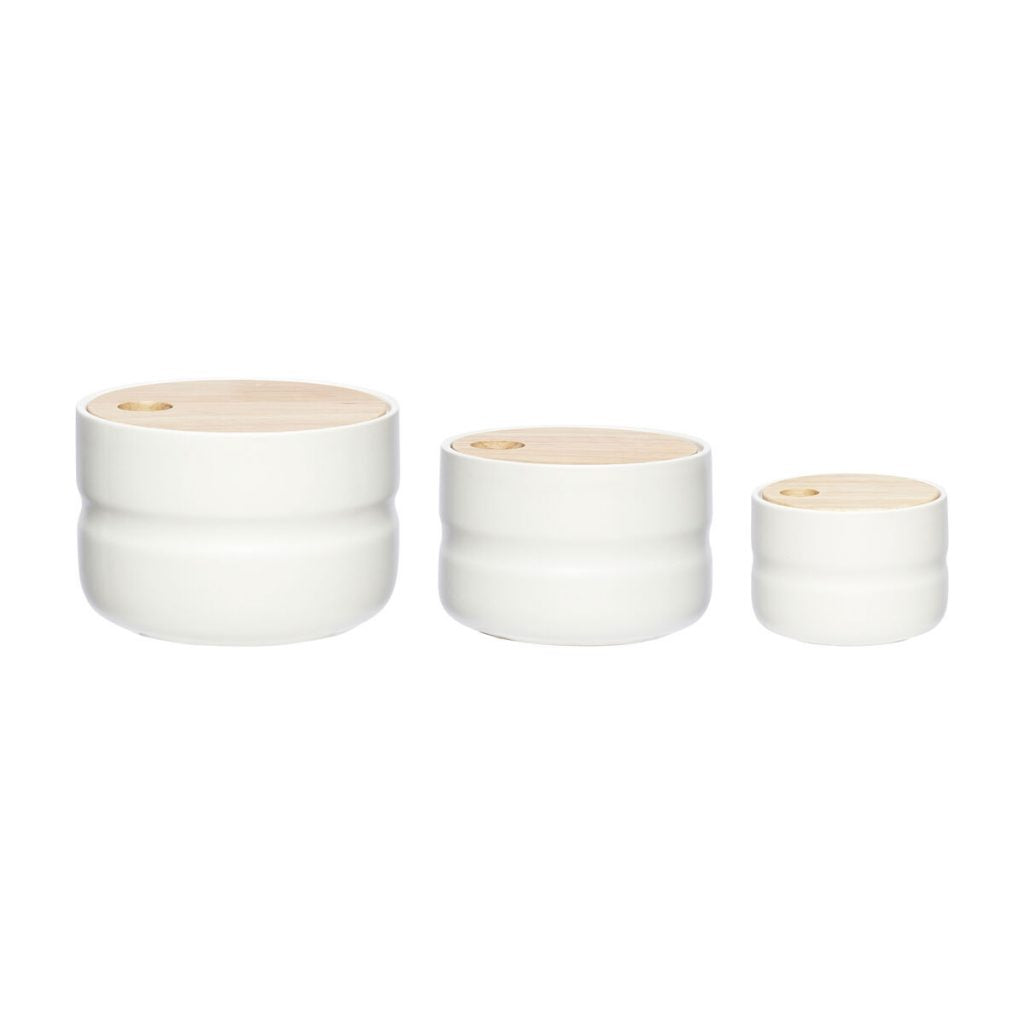 Ceramics Jar with Lid - white/nature - Set of 3