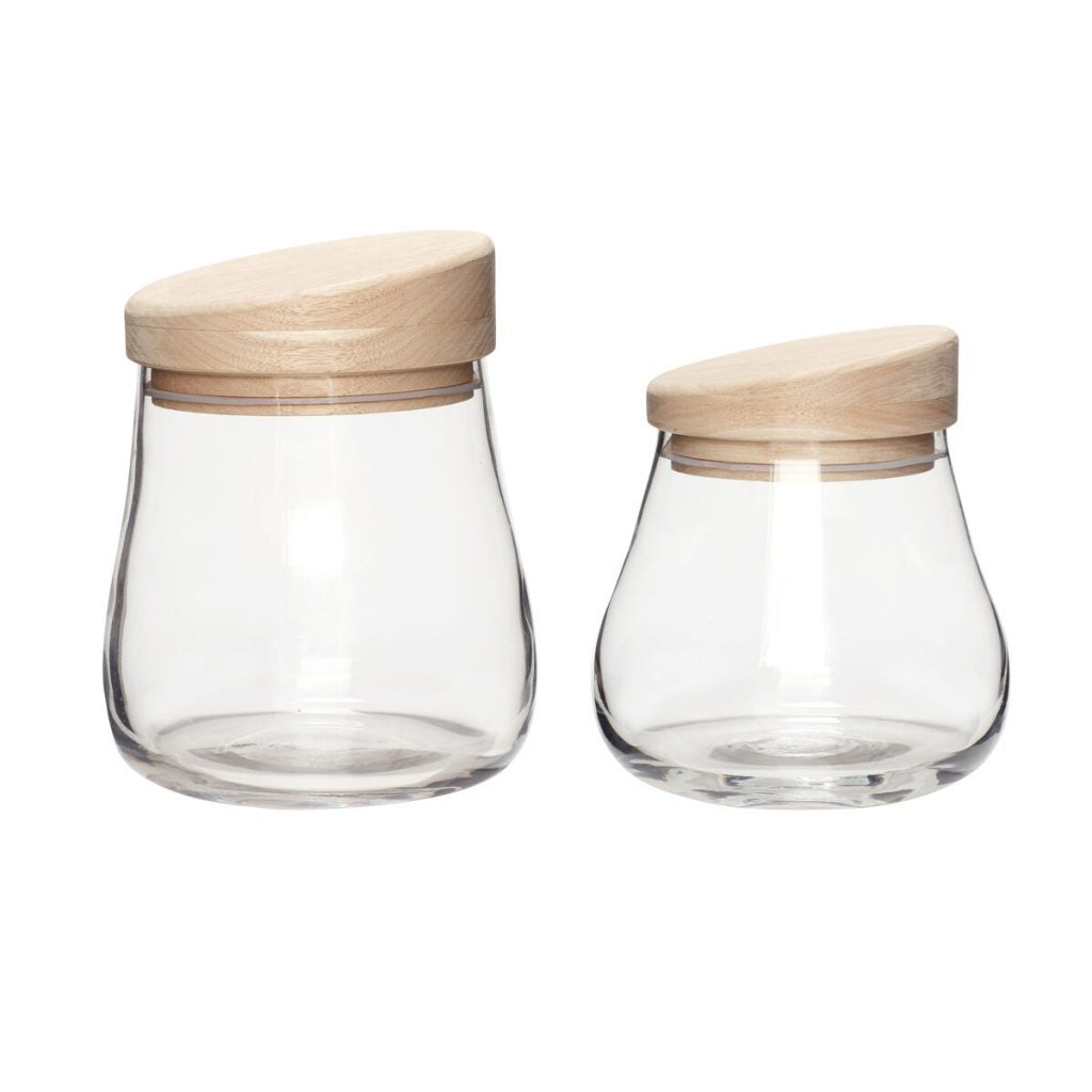 Storage Jar with Wooden Lid - Set of 2
