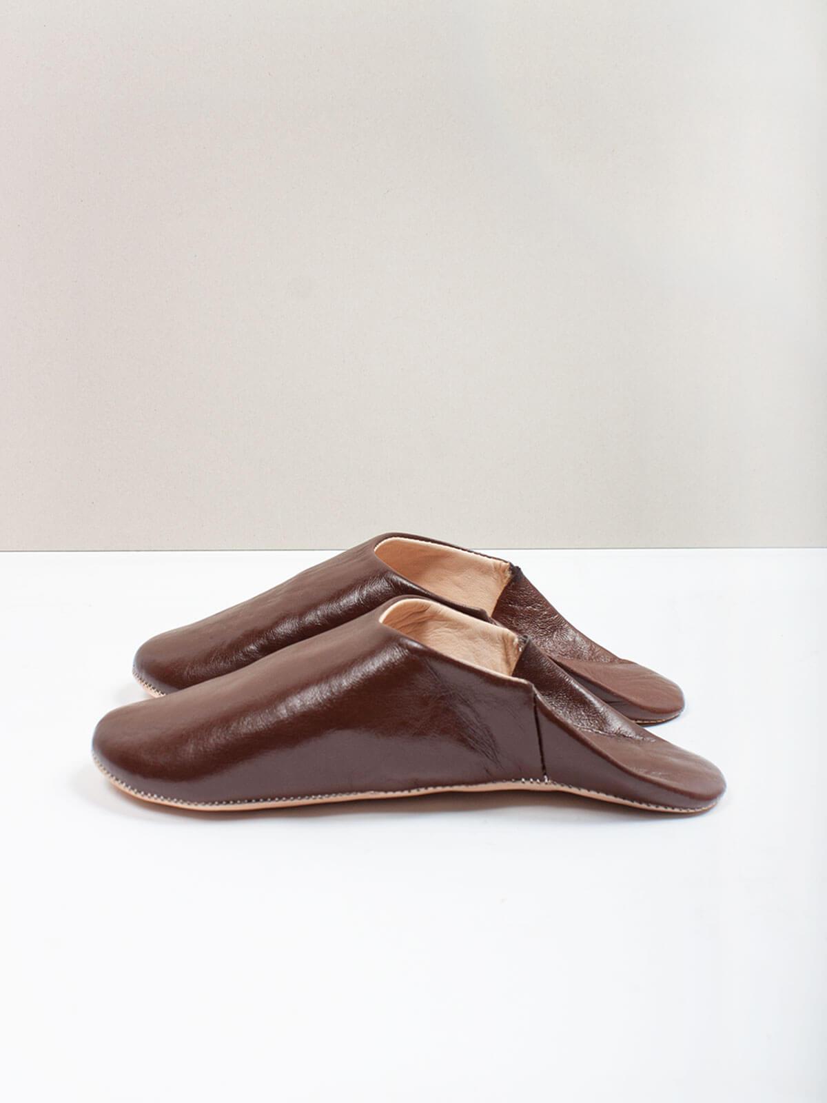 MOROCCAN MENS BABOUCHE SLIPPERS - CHOCOLATE