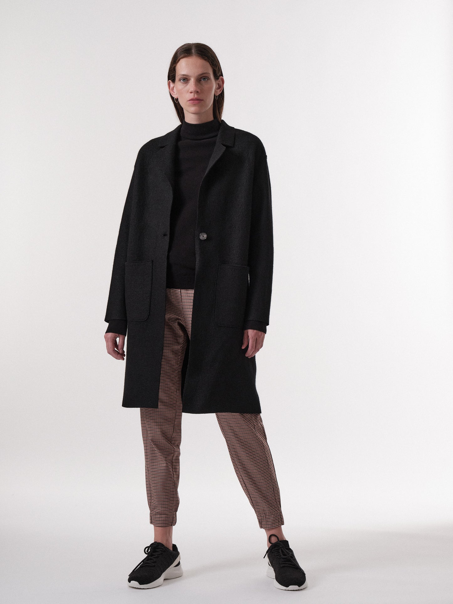 BOILED WOOL COAT - Black