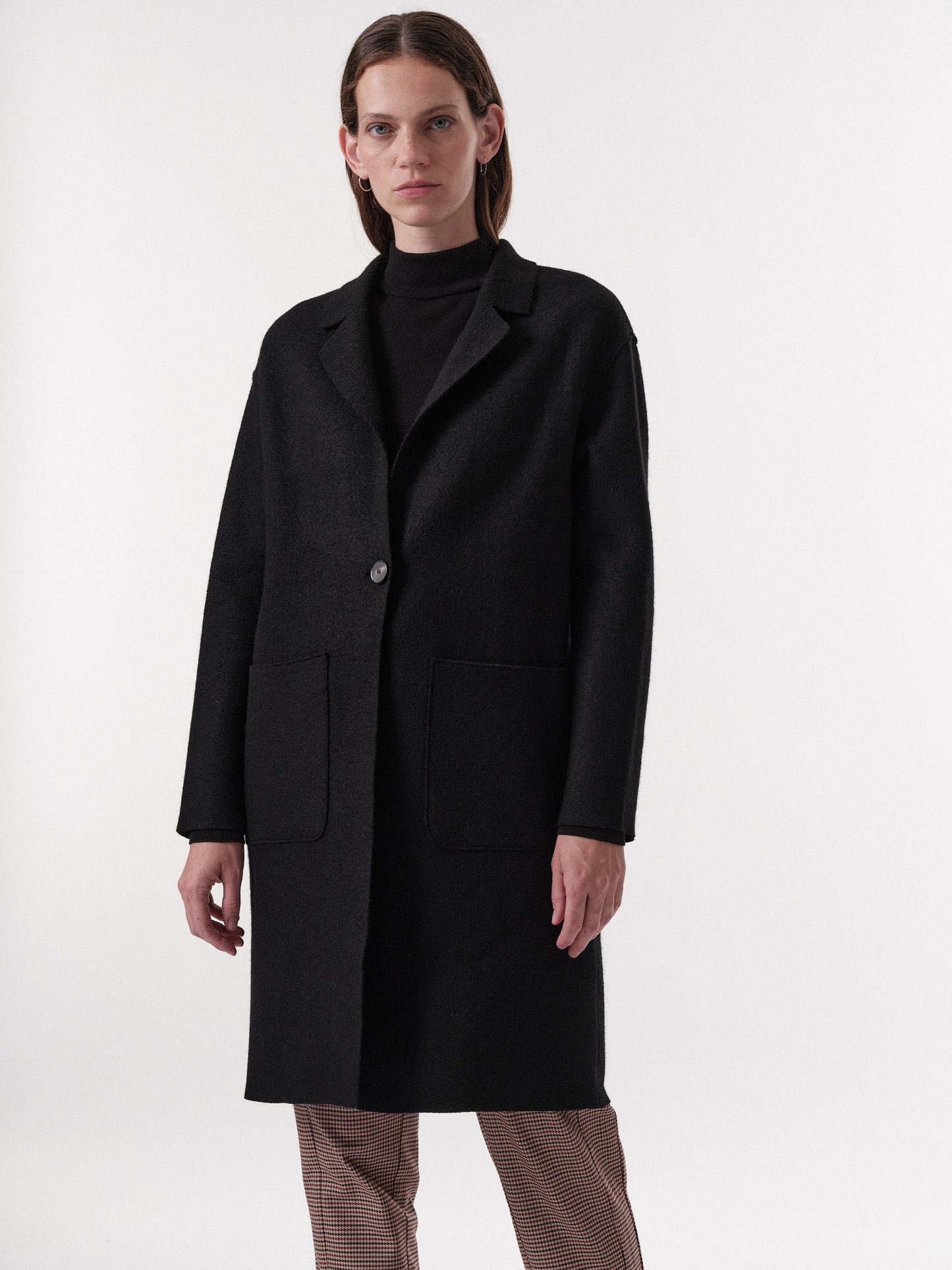 BOILED WOOL COAT - Black