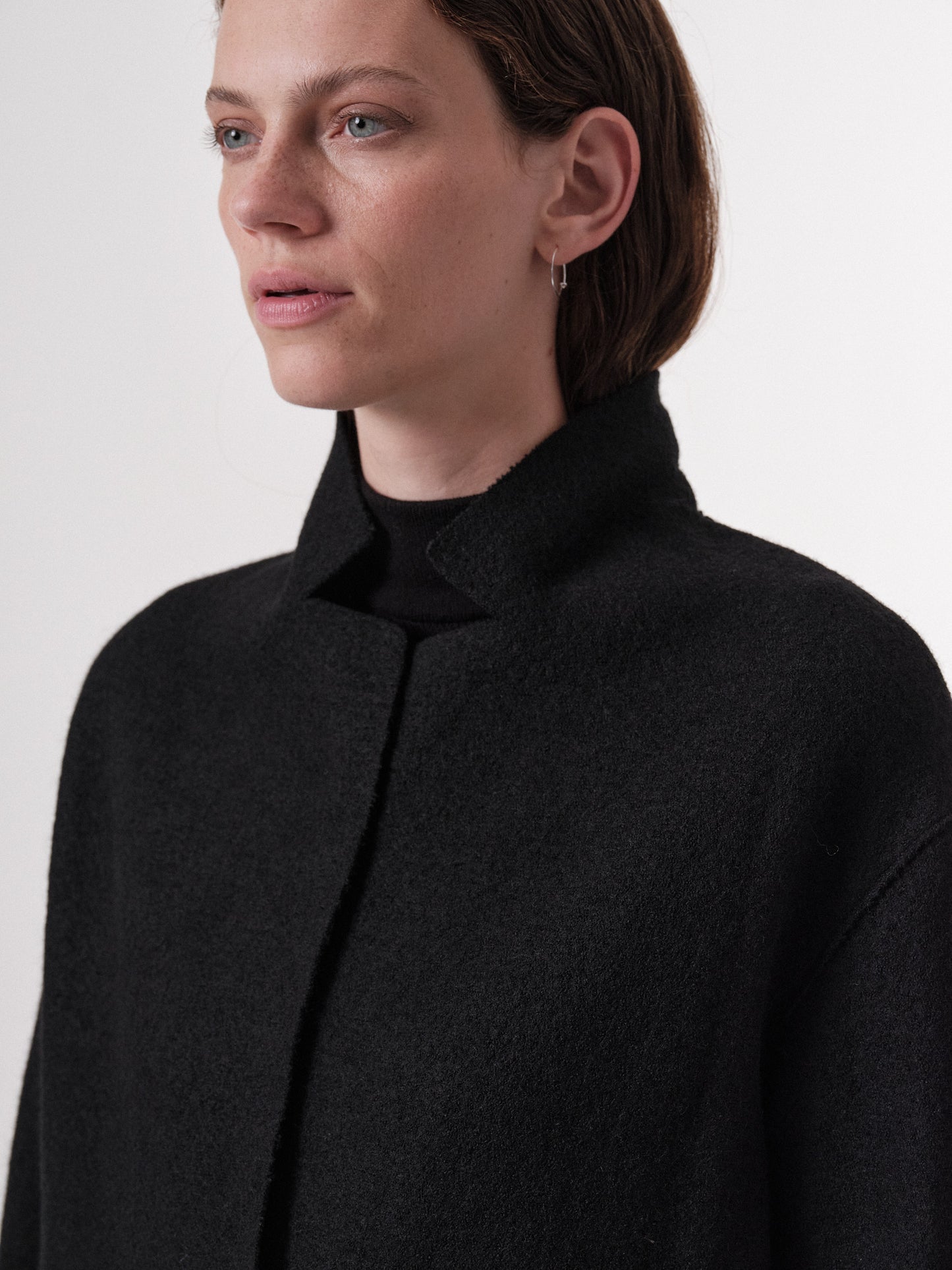 BOILED WOOL COAT - Black