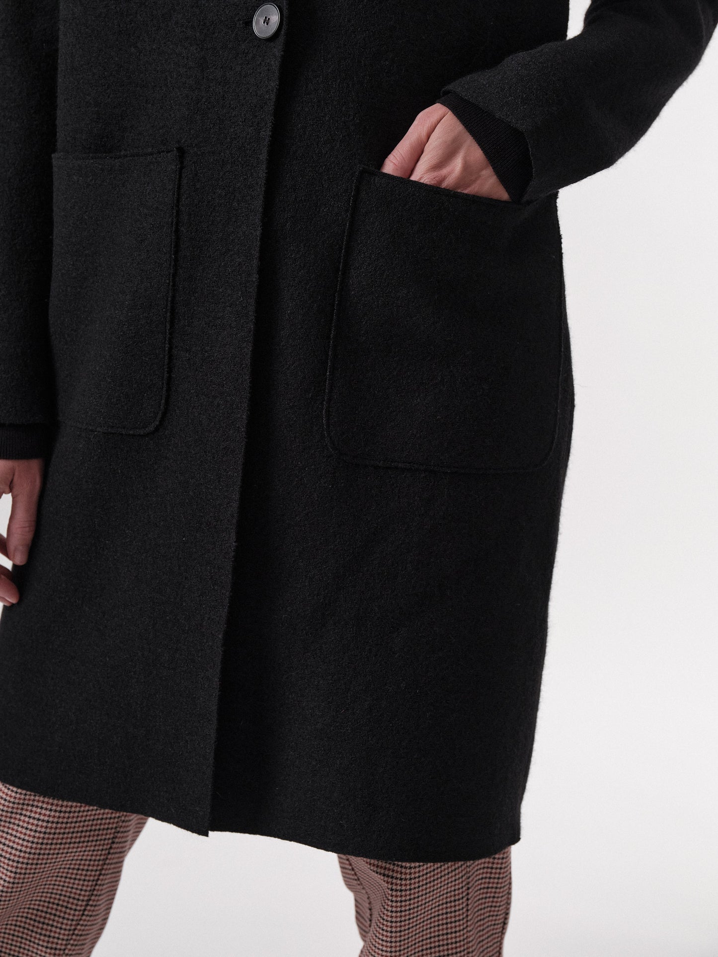 BOILED WOOL COAT - Black