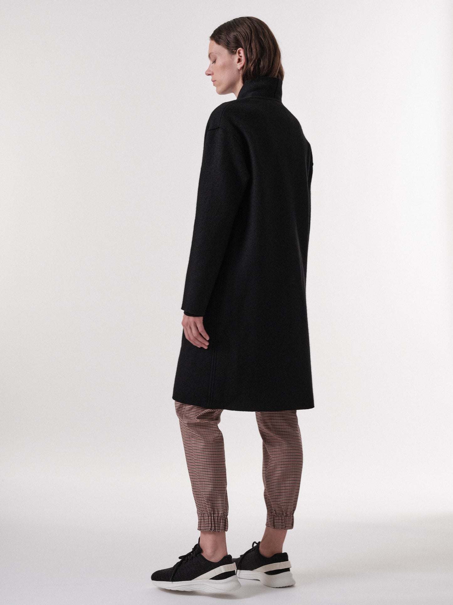 BOILED WOOL COAT - Black