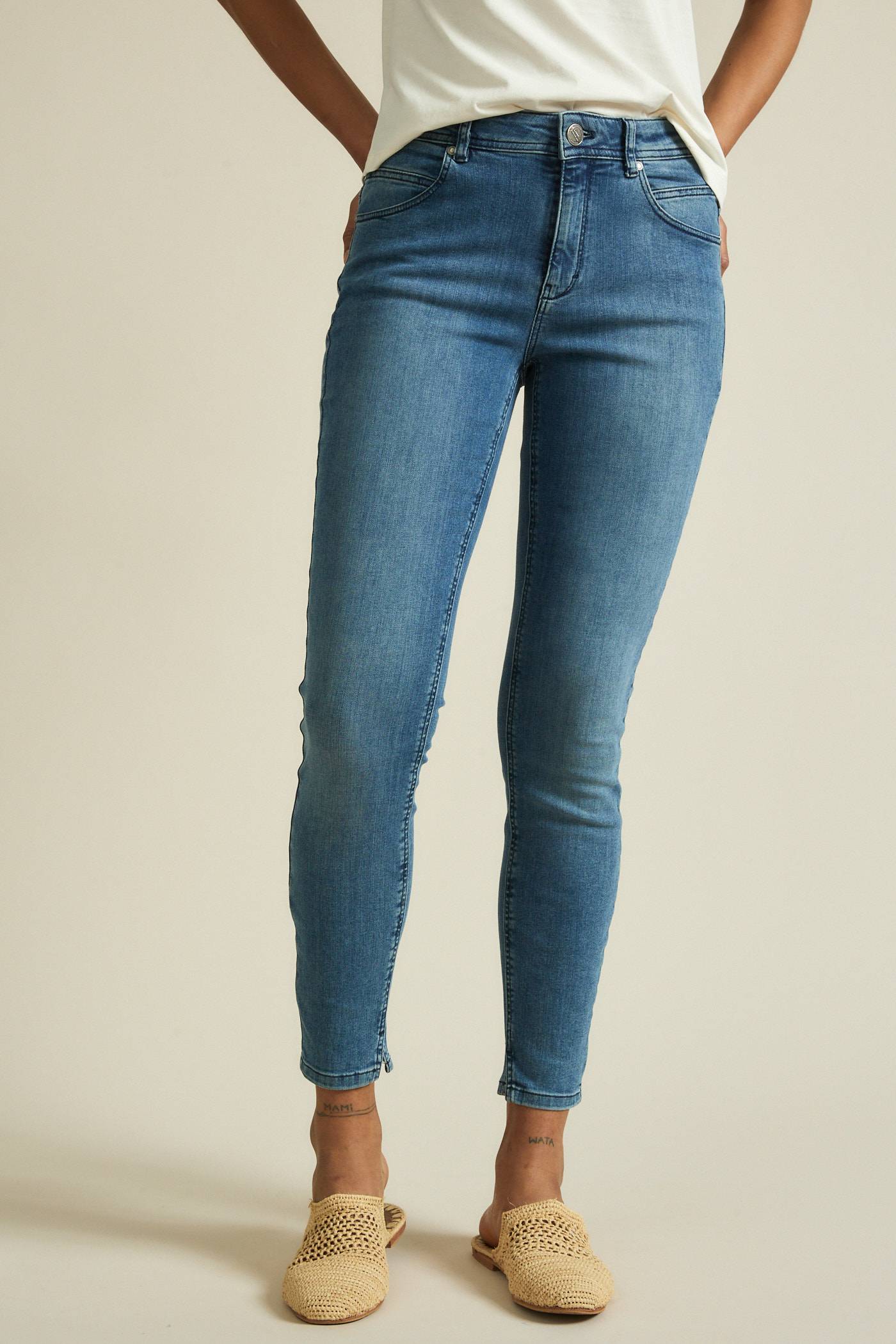 HIGH WAIST JEANS - blue denim