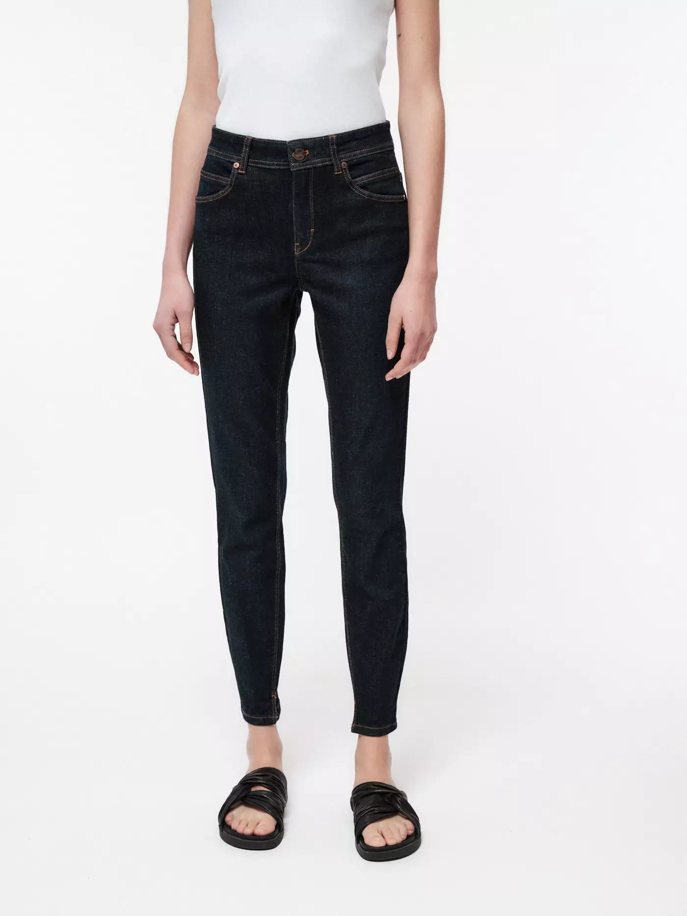 HIGH WAIST JEANS - dark blue denim