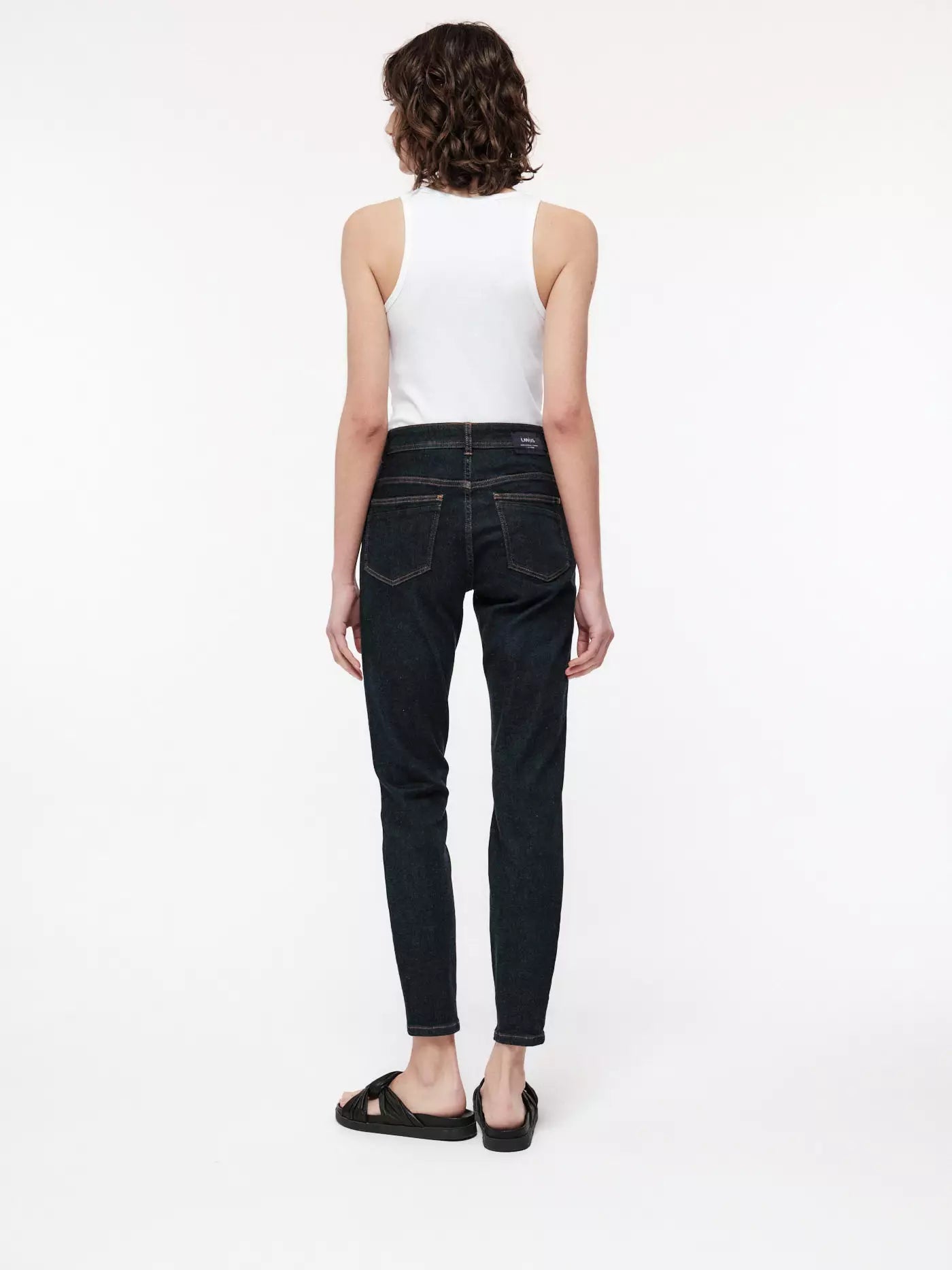 HIGH WAIST JEANS - dark blue denim