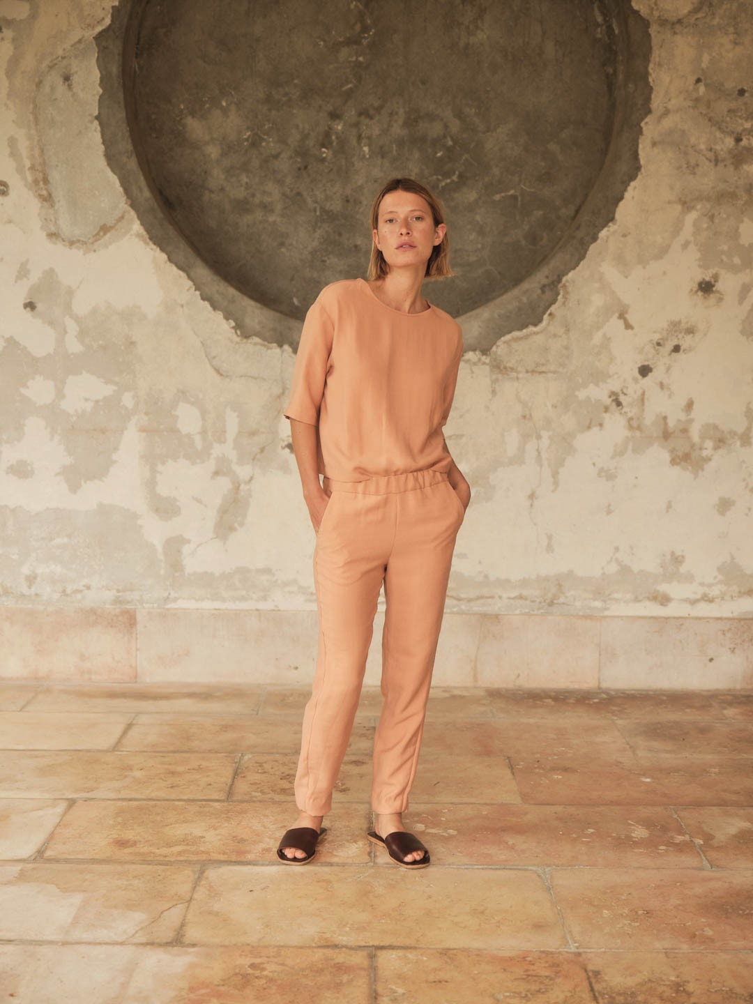 Pants with Elastic Waistband - Sandstorm