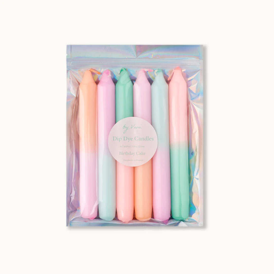 Dip Dye Candle Set of 6: Birthday Cake
