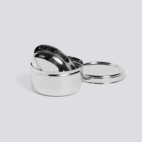 STEEL LUNCH BOX / ROUND WITH TRAY