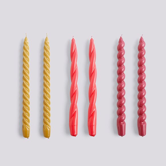 CANDLE-LONG MIX SET OF 6-MUSTARD RASPBERRY DARK PUNCH