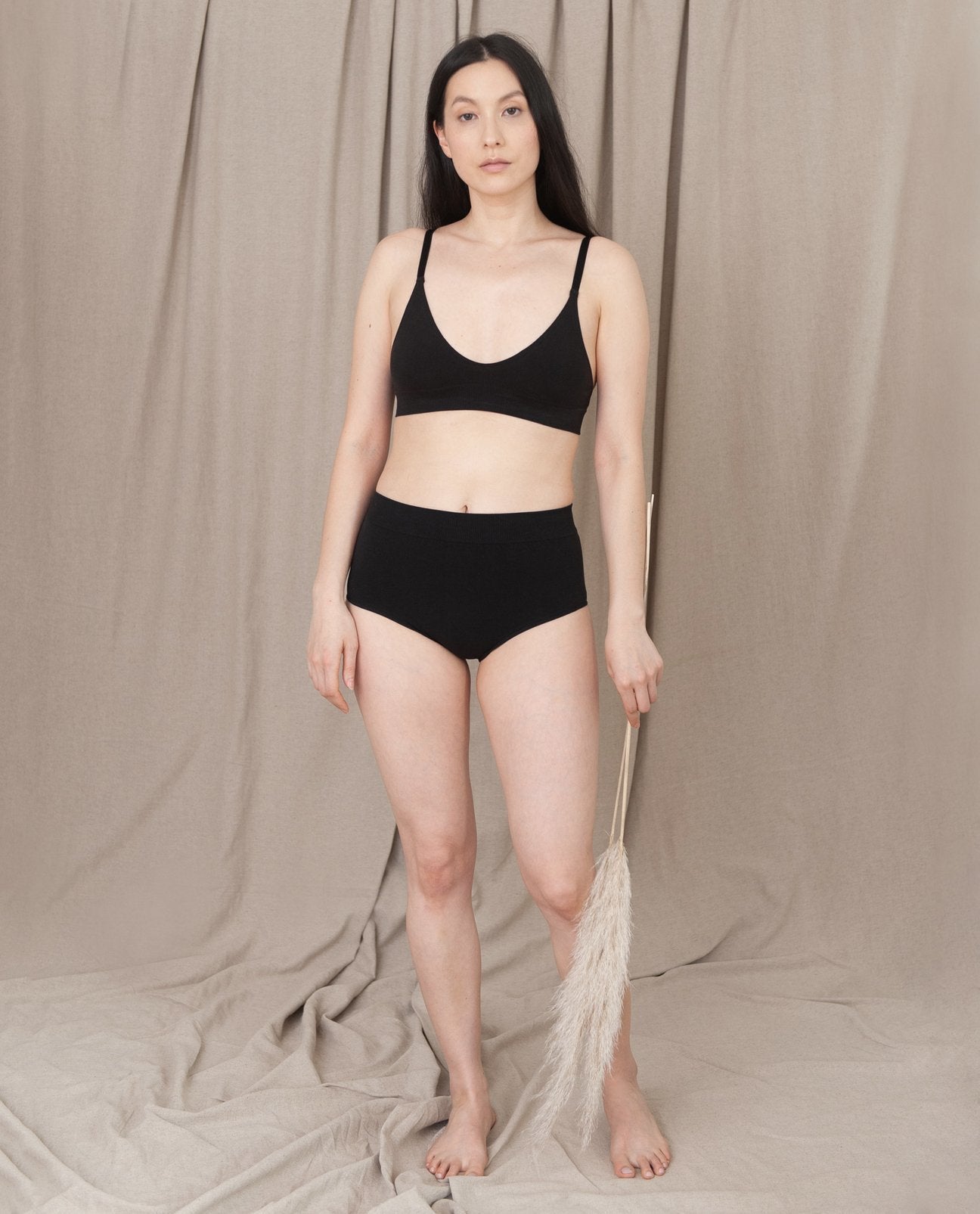 Endija Organic Cotton High Waisted Briefs - Black