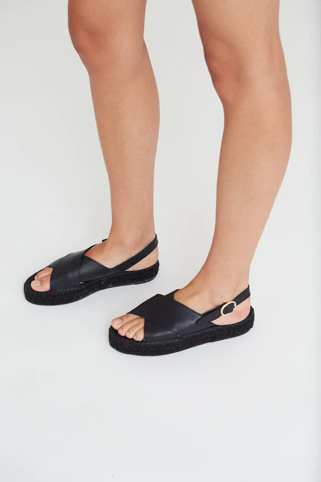 Crossed Sandal  - Total Black