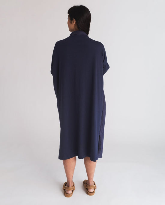 Natasha-May Organic Cotton & Linen Dress - Navy
