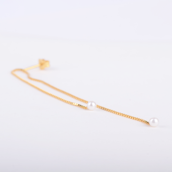 Double Pearl Earrings - gold plated