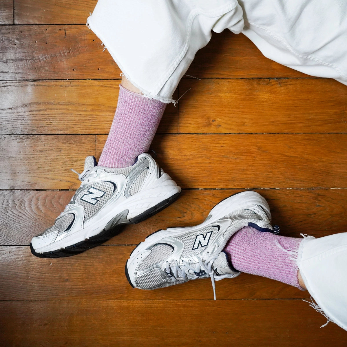 Glitter Lurex Socks in Eco-Friendly Lyocell - Pink
