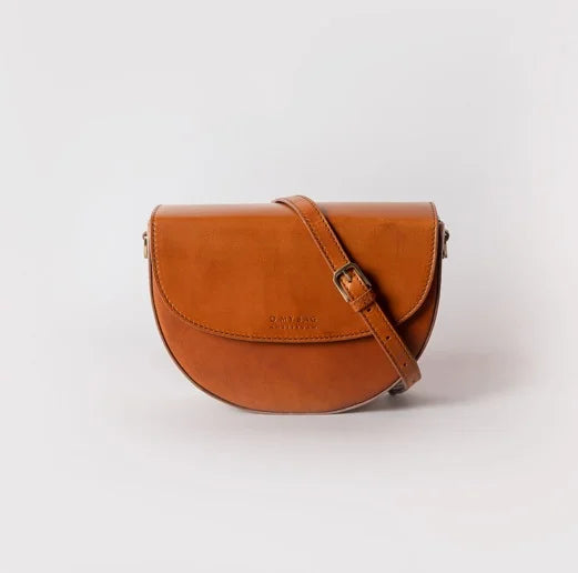 Ava Crossbody Saddle Bag - Two Straps - Cognac