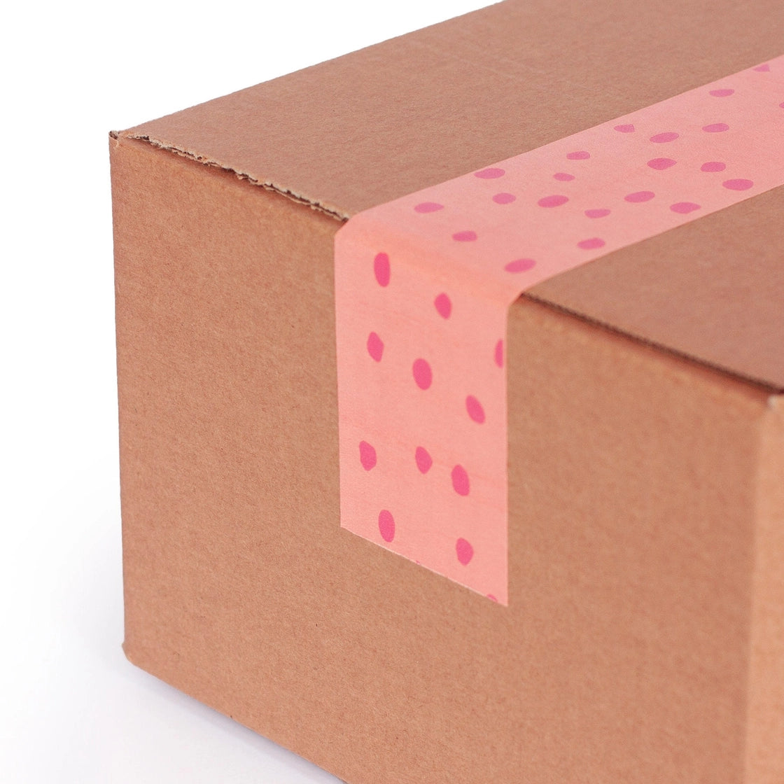 Packaging Tape - Peach Tape with Pink Polka Dots