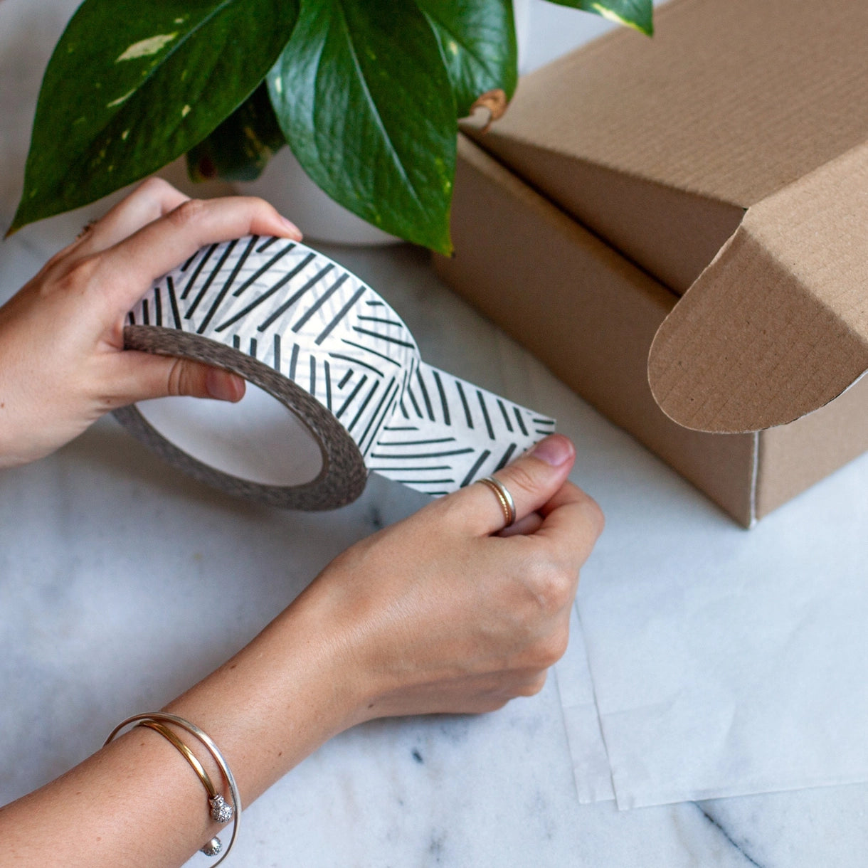 White Packing Tape - Printed Hatch