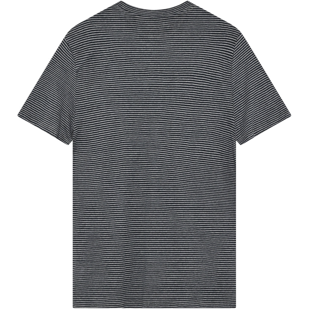 Linen Striped T-Shirt - Navy