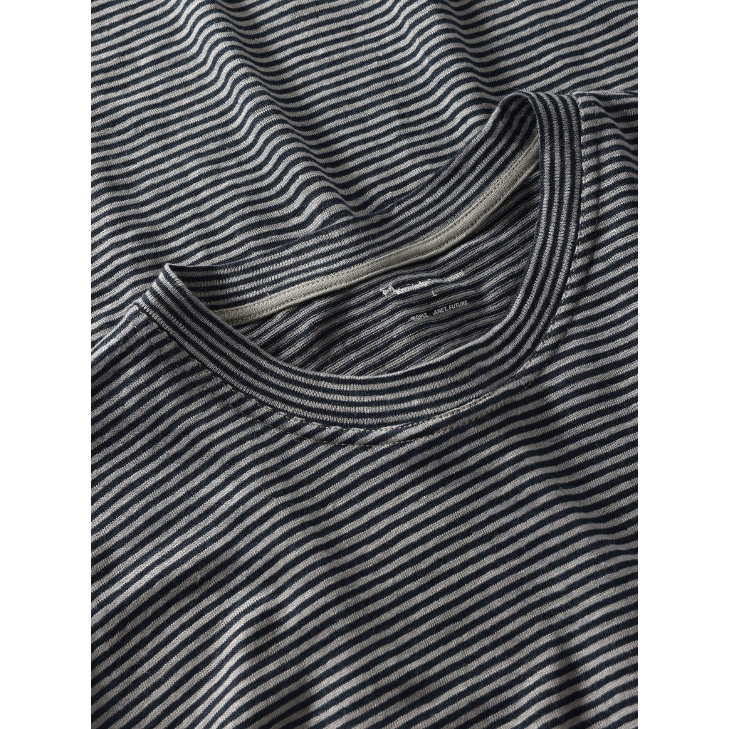 Linen Striped T-Shirt - Navy