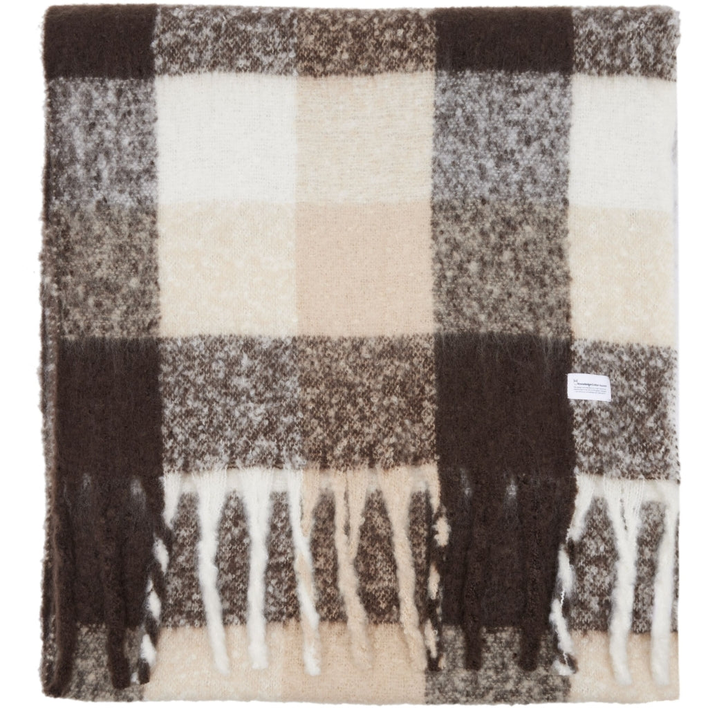 Recycled fringe scarf - Brown Check