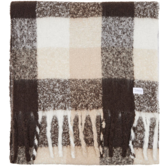 Recycled fringe scarf - Brown Check