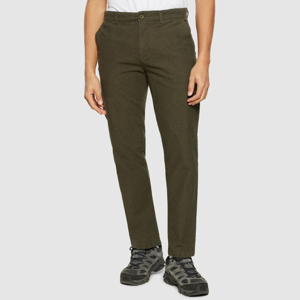 CHUCK regular flannel chino pants - GOTS/Vegan - Dark Olive