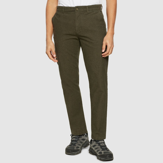 CHUCK regular flannel chino pants - GOTS/Vegan - Dark Olive