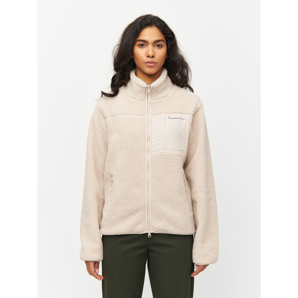 Teddy high neck zip jacket - GRS/Vegan - Natural