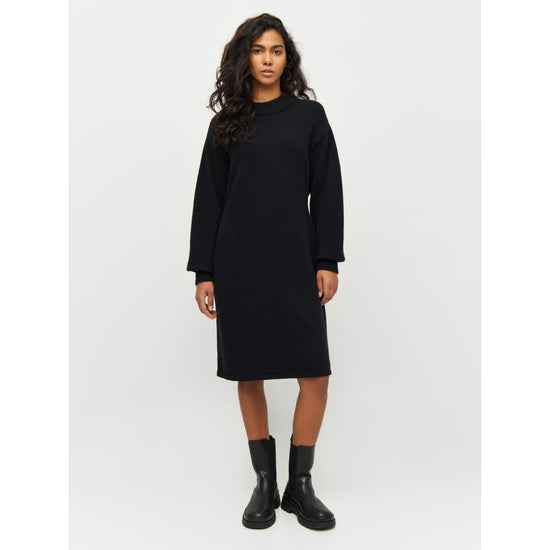 Wool Crew Neck Mid Lenght Dress - RWS - Black Jet