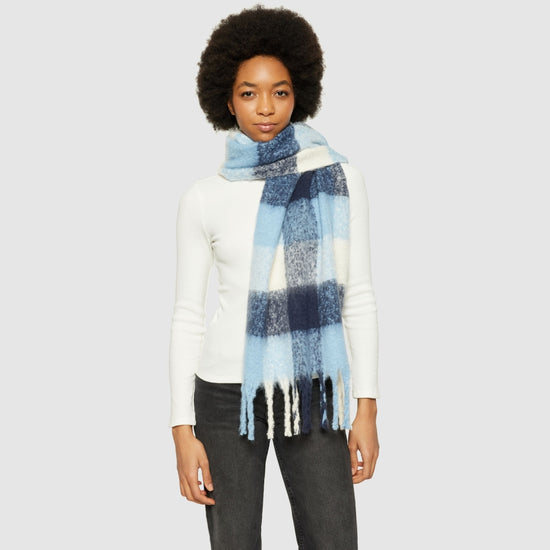 Checked scarf - GRS/Vegan - Blue Check