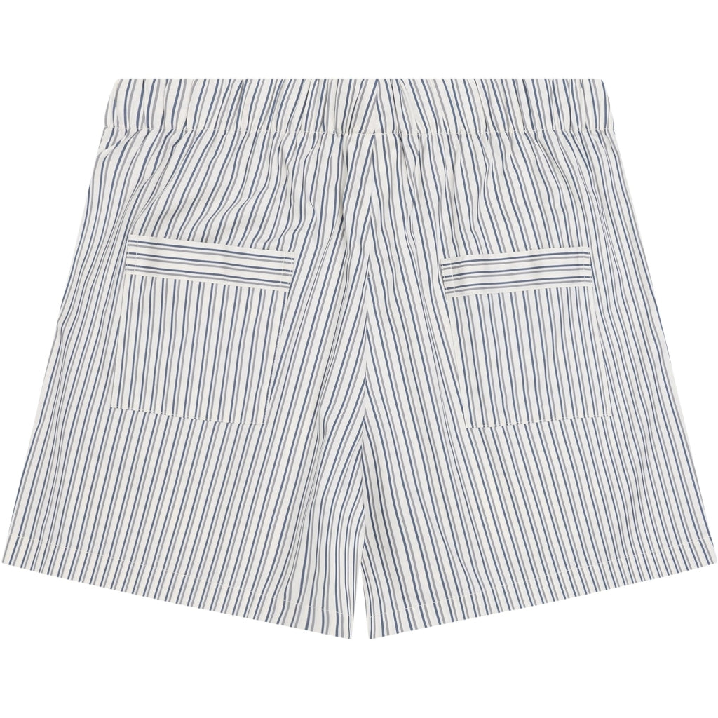 Nova Relaxed Satin Shorts - Blue Stripe