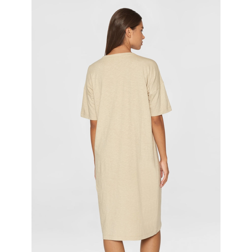 Loose fit midi boat neck jersey dress - Light feather gray