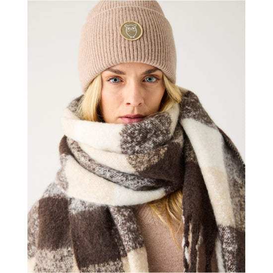 Recycled fringe scarf - Brown Check