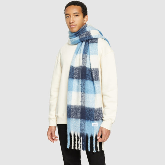 Checked scarf - GRS/Vegan - Blue Check