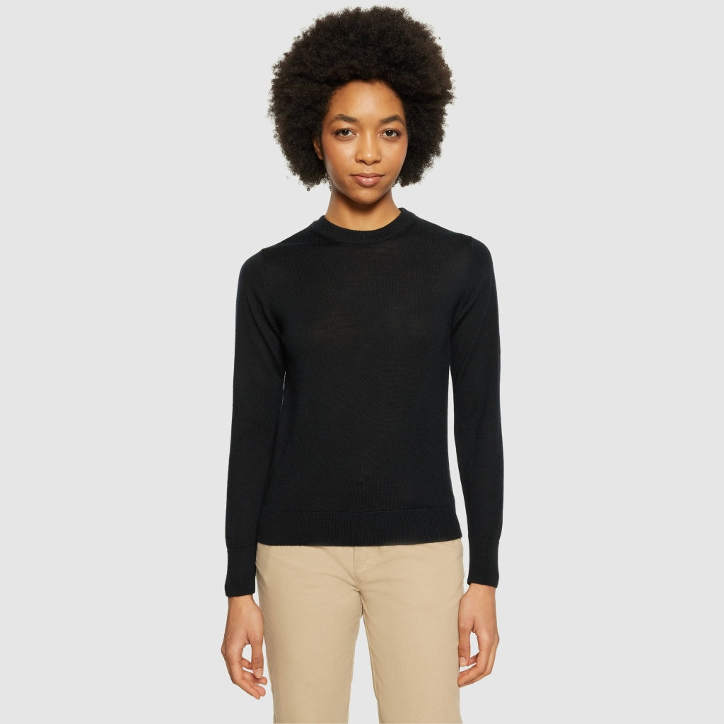 Fine merino crew neck - RWS - Black Jet