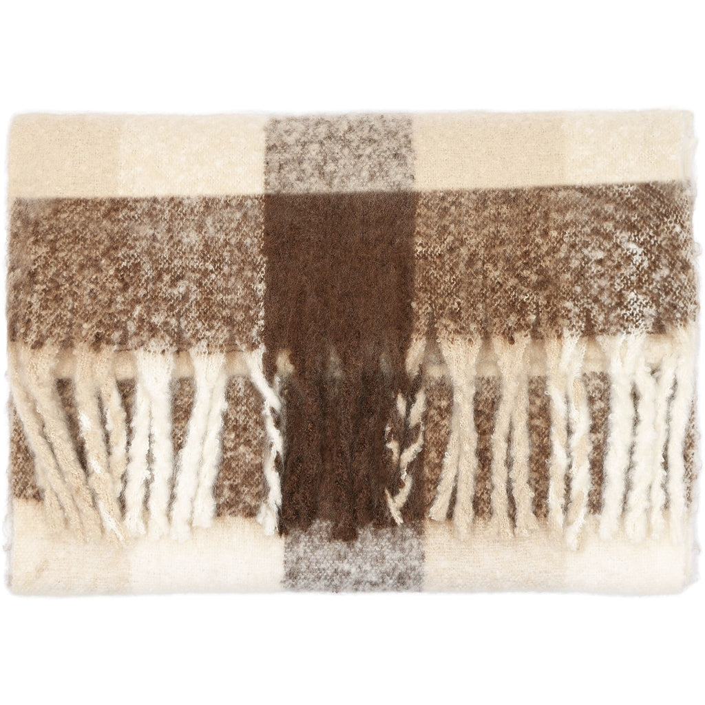 Recycled fringe scarf - Brown Check
