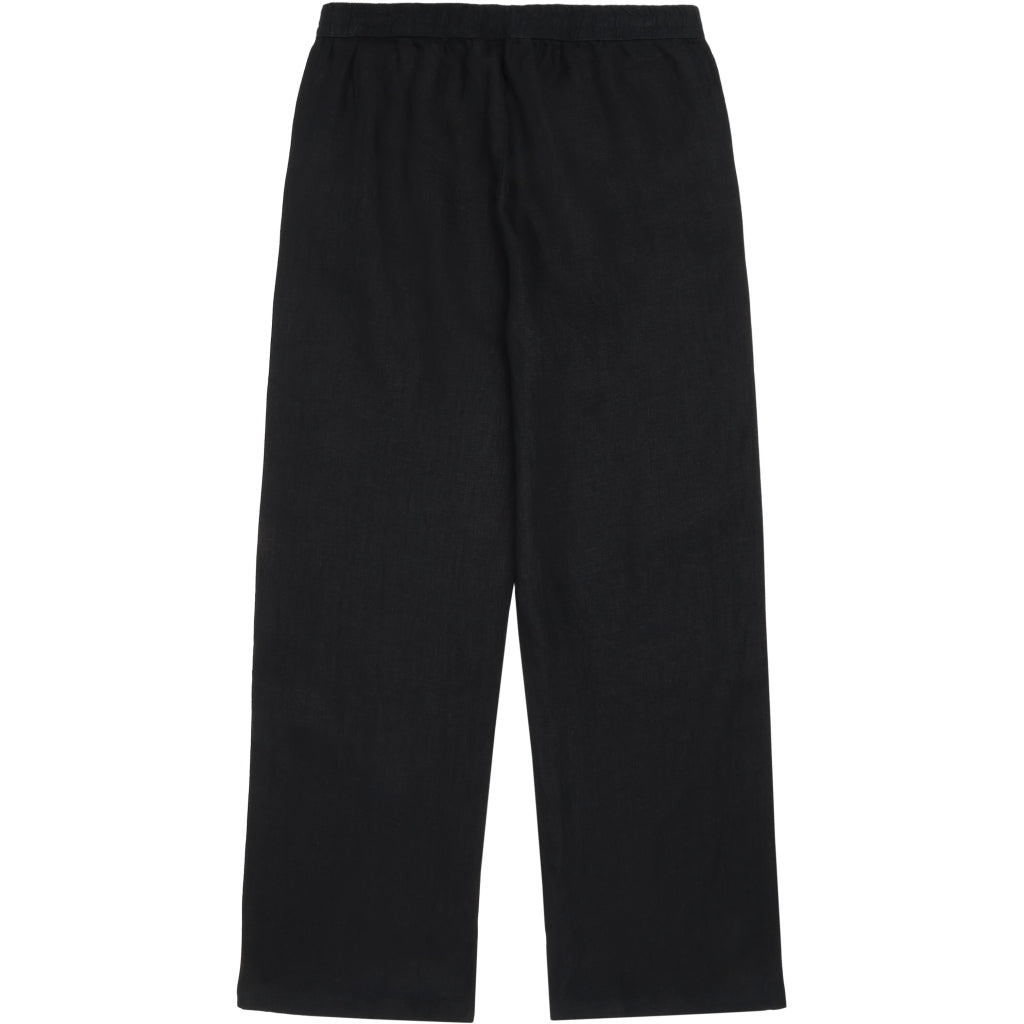 POSEY wide mid-rise linen pants - GOTS/Vegan - Black Jet