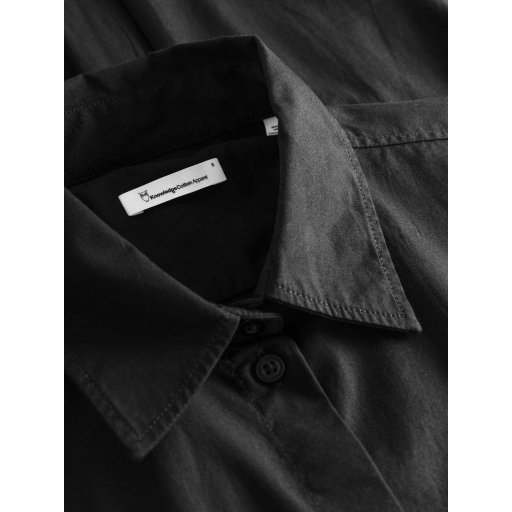 Load image into Gallery viewer, Poplin Wrap Shirt Dress - GOTS/Vegan - Black Jet
