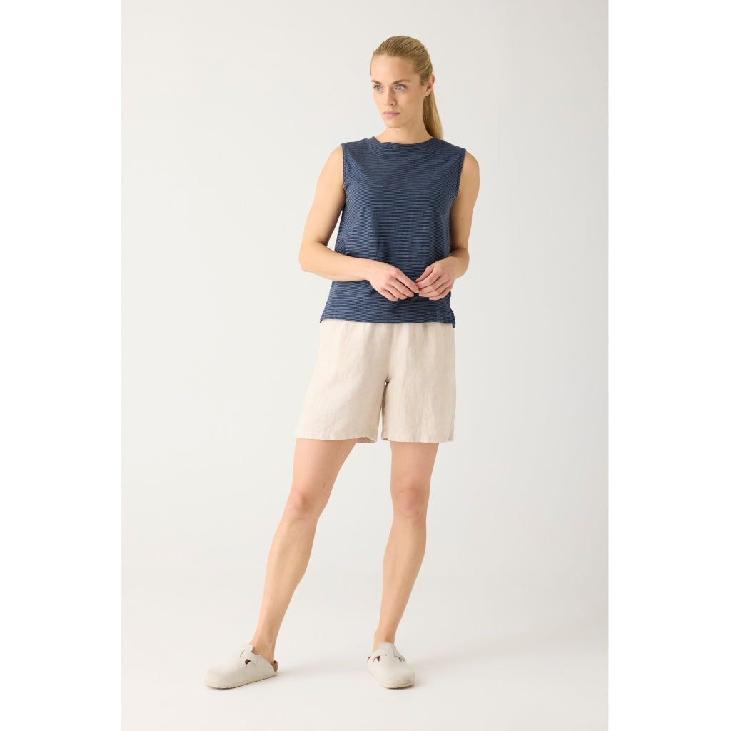 POSEY wide mid-rise linen shorts - GOTS/Vegan - Yarndyed Light Feather Gray