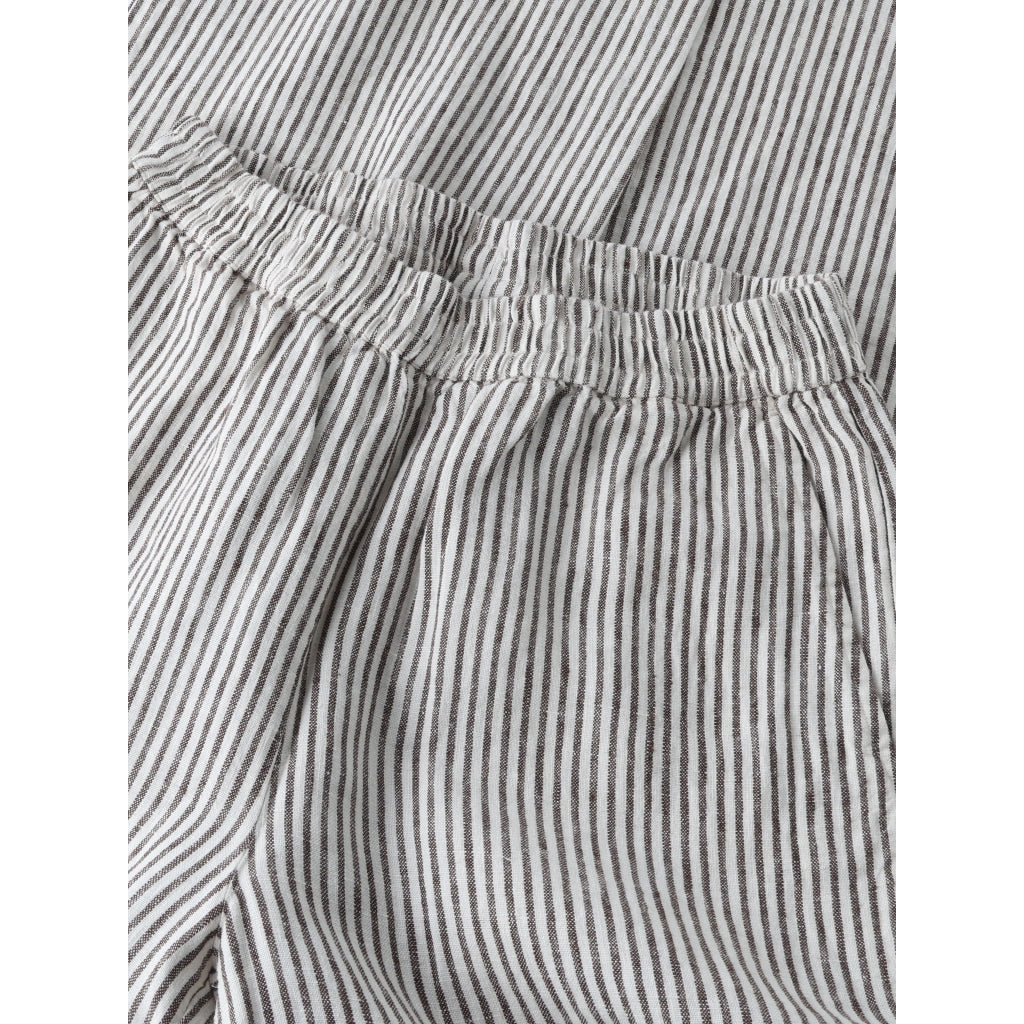 Posey Wide Linen Pants - Dark Brown Stripe
