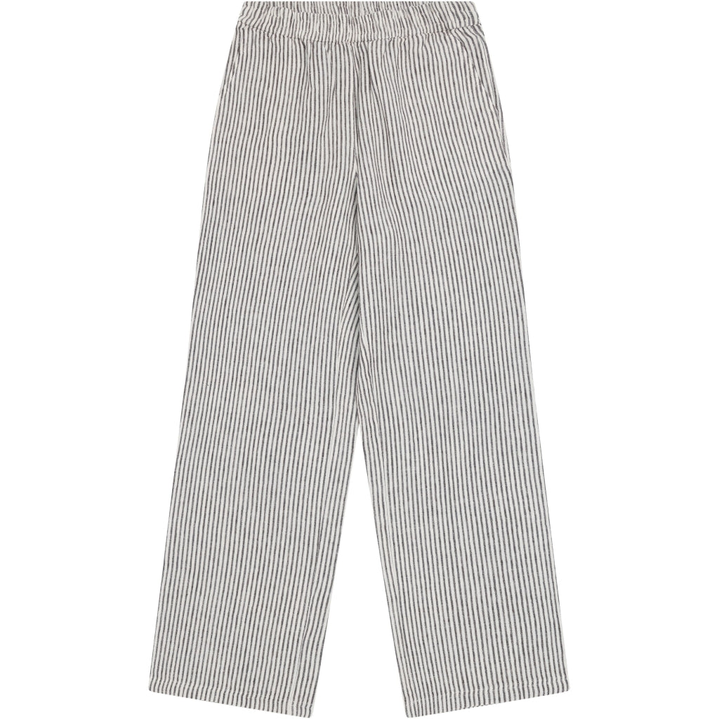 Posey Wide Linen Pants - Dark Brown Stripe