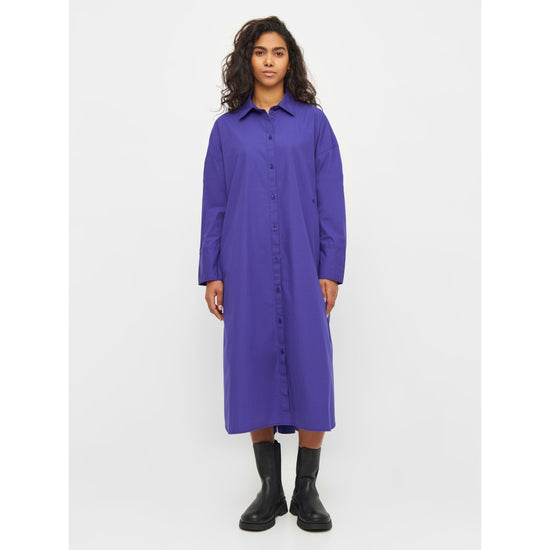Load image into Gallery viewer, Poplin Wrap Shirt Dress - GOTS/Vegan - Deep Purple
